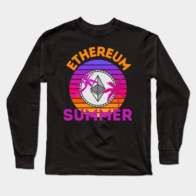 Ethereum Summer Retro Sunset Long Sleeve T-Shirt by RedSparkle 